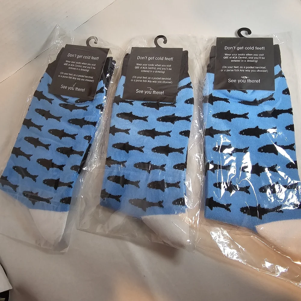 Seattle Skyline & Fish Socks 3 Pair NEW in Packages